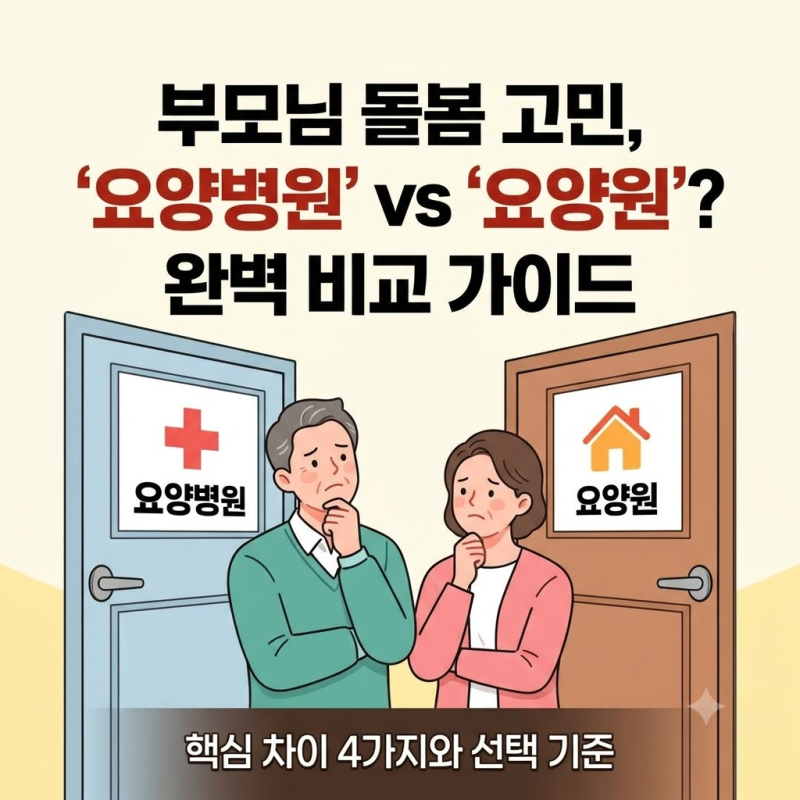 "이름만 비슷하지 완전히 다릅니다" 요양병원 vs 요양원 비용 및 입소 자격 완벽 비교