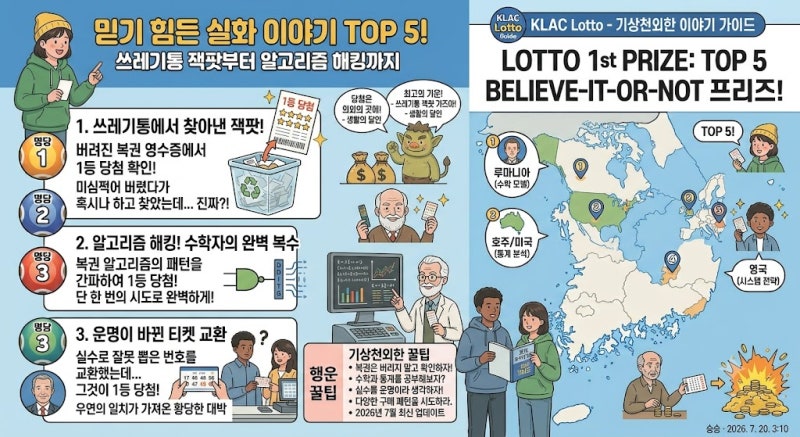 로또 1등 당첨에 얽힌 믿기 힘든 실화 이야기 TOP 5! 쓰레기통에서 찾아낸 잭팟부터 알고리즘 ....