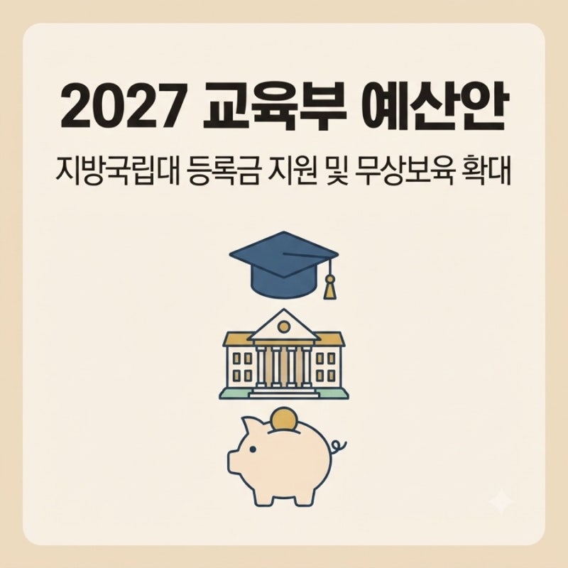 [2027 교육부 예산안 총정리] 지방국립대 등록금 지원부터 만3세 무상보육, 대학생 현장실습비....