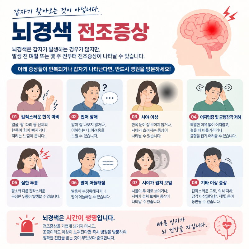 뇌경색 전조증상 완벽 가이드 총정리 | 놓치면 안 되는 골든타임 체크리스트