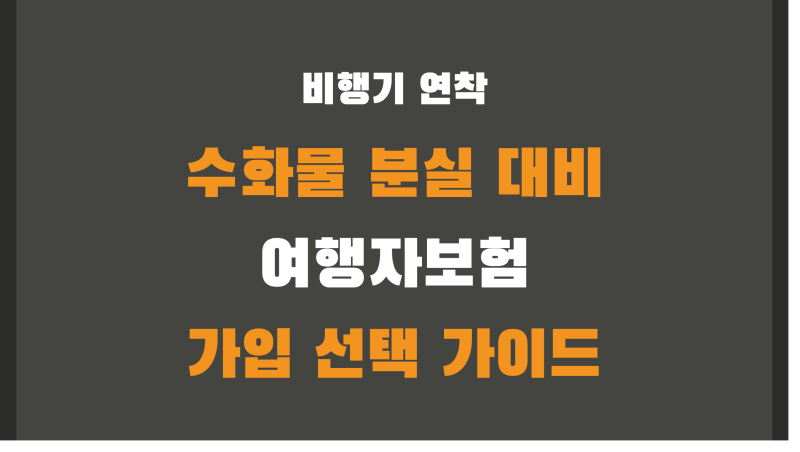 비행기 연착 수화물 분실 대비 여행자보험 가입 선택 가이드