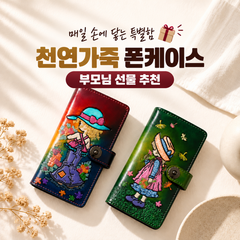 핸드메이드가죽폰케이스 가죽노리 천연가죽케이스 부모님 선물 추천