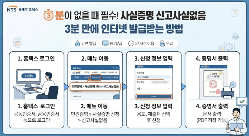 소득이 없을 때 필수! 사실증명 신고사실없음 3분 만에 인터넷 발급받는 방법