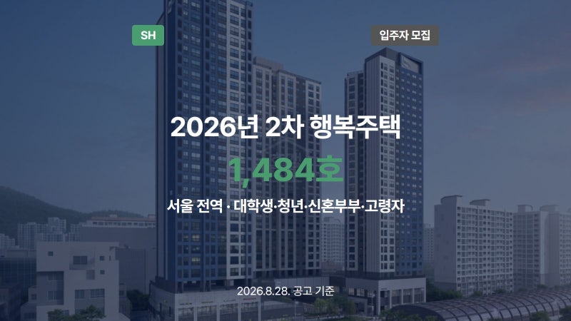 SH 2026년 2차 행복주택 1,484호 입주자모집공고