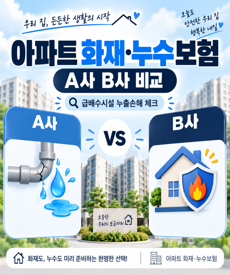 아파트 화재·누수보험, 급배수시설 누출손해 A사 B사 비교해봤어요