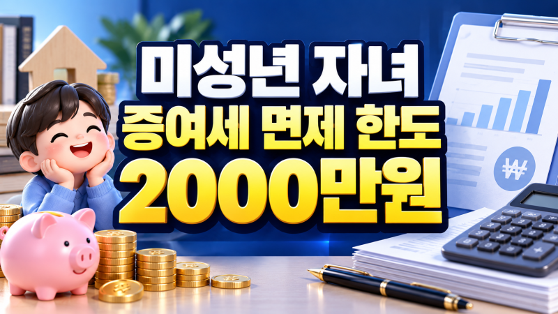 미성년 자녀 증여세 면제 한도 2천만 원, '이것' 모르면 세금 폭탄 맞습니다