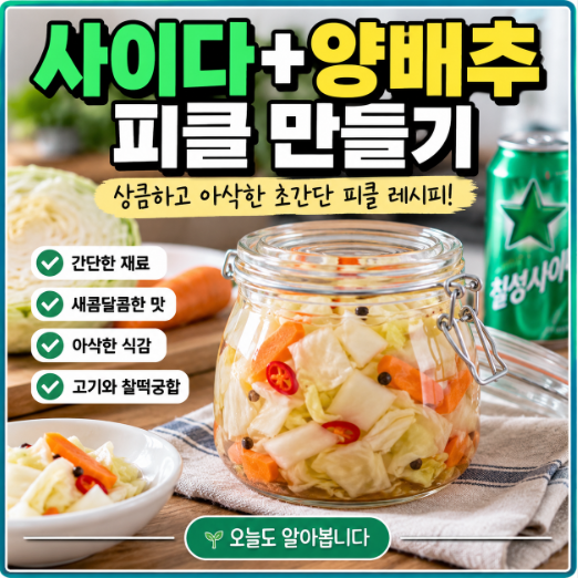 사이다 양배추 피클 만들기  사이다 하나로 초간단 새콤달콤 피클 완성