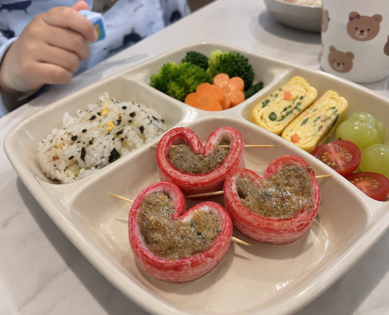 추석 전으로만 보기엔 아깝죠, 하트육전으로 만드는 초간단 주먹밥 도시락 아이 점심 메뉴까....