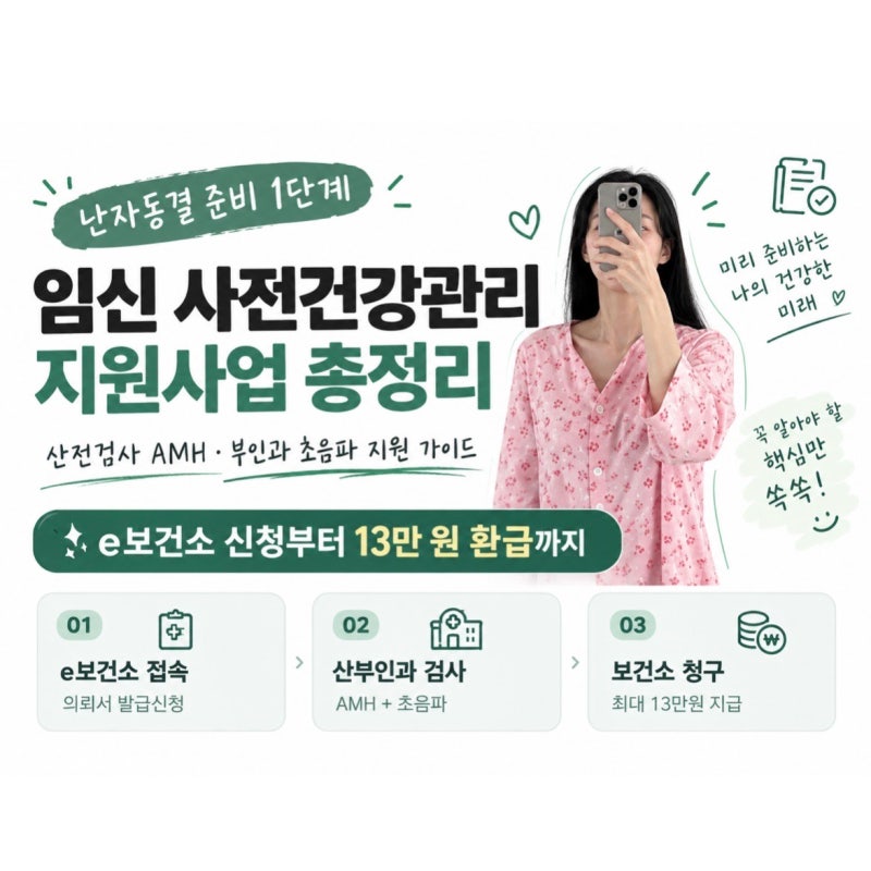 만 34세, 난자 동결 1단계 | e보건소 임신사전건강관리 검사의뢰서 발급 & 산전검사항목 13만원....