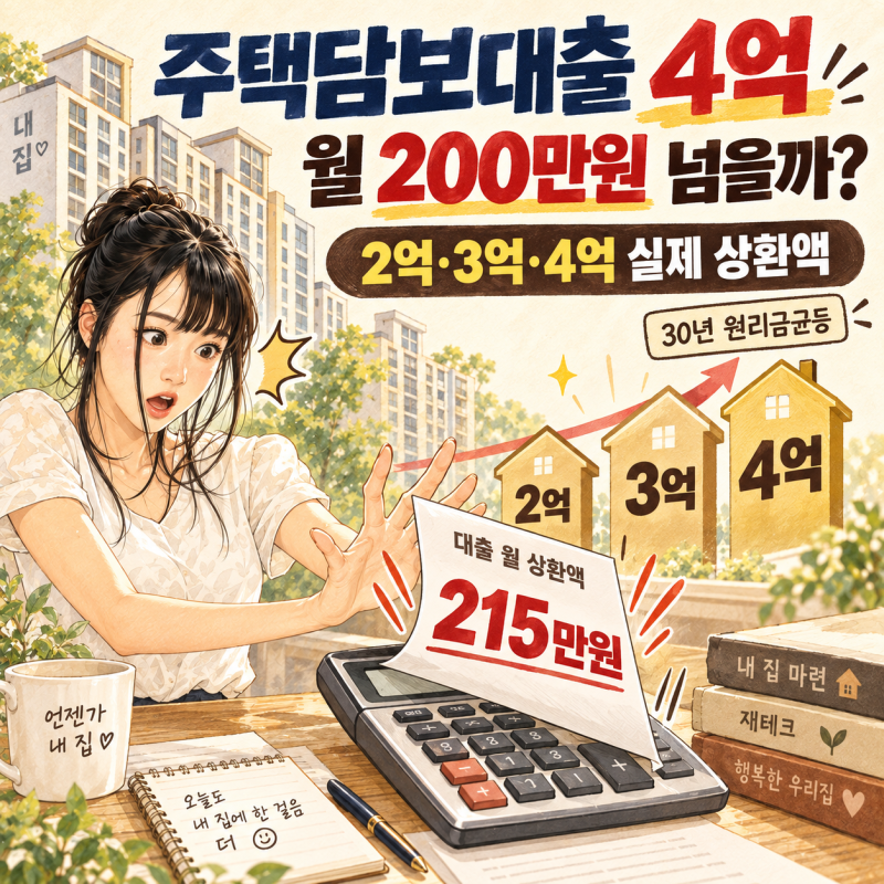 주담대 4억이면 월 200만원 넘는다…2억·3억·4억 상환액과 정책대출 총정리