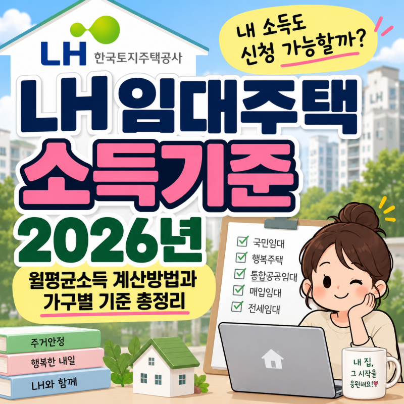 LH 임대주택 소득기준 2026｜월평균소득 계산방법과 가구별 기준 총정리