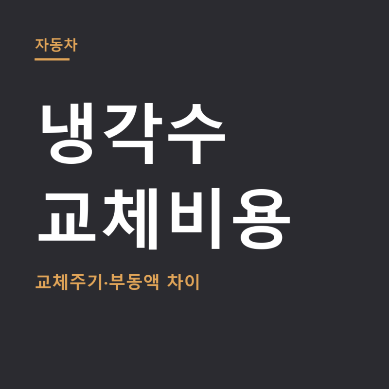 냉각수 교체비용 총정리 (+교체주기, 부동액 차이)
