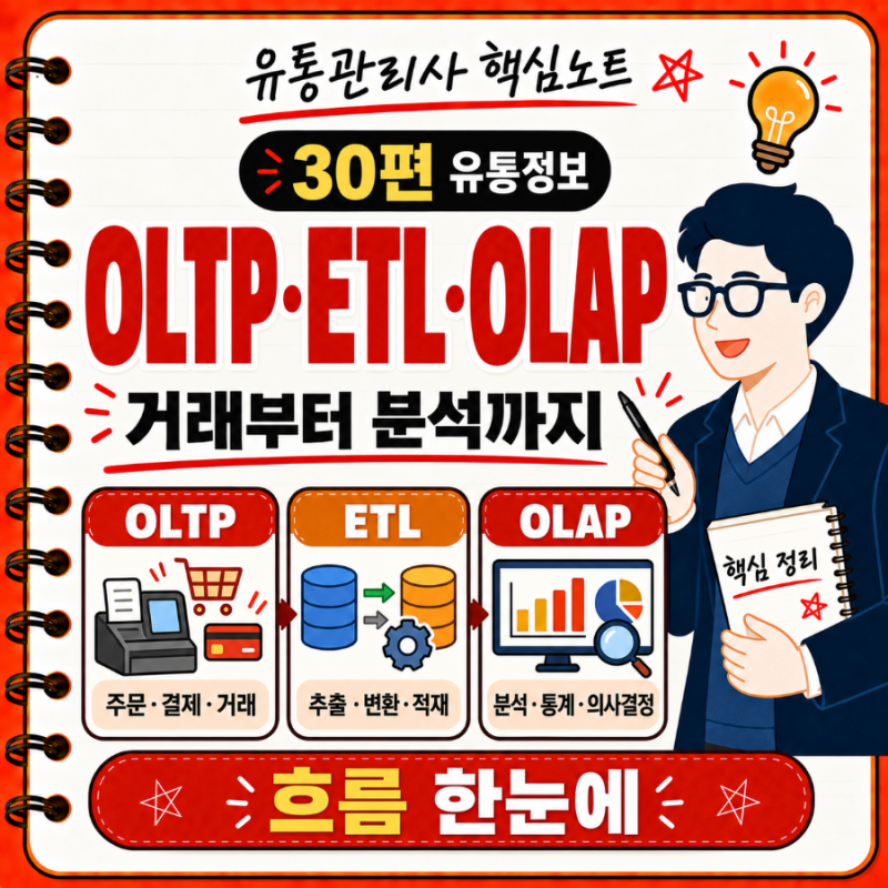 유통관리사 핵심노트 ㉚ [4과목 유통정보] ETL·OLTP·OLAP는 무엇이 다를까: 거래처리부터 데이....