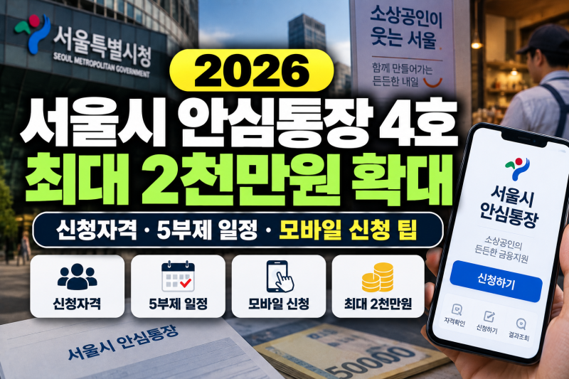 서울시 안심통장 4호 최대 2천만원 확대: 신청자격 5부제 일정 모바일 신청 팁