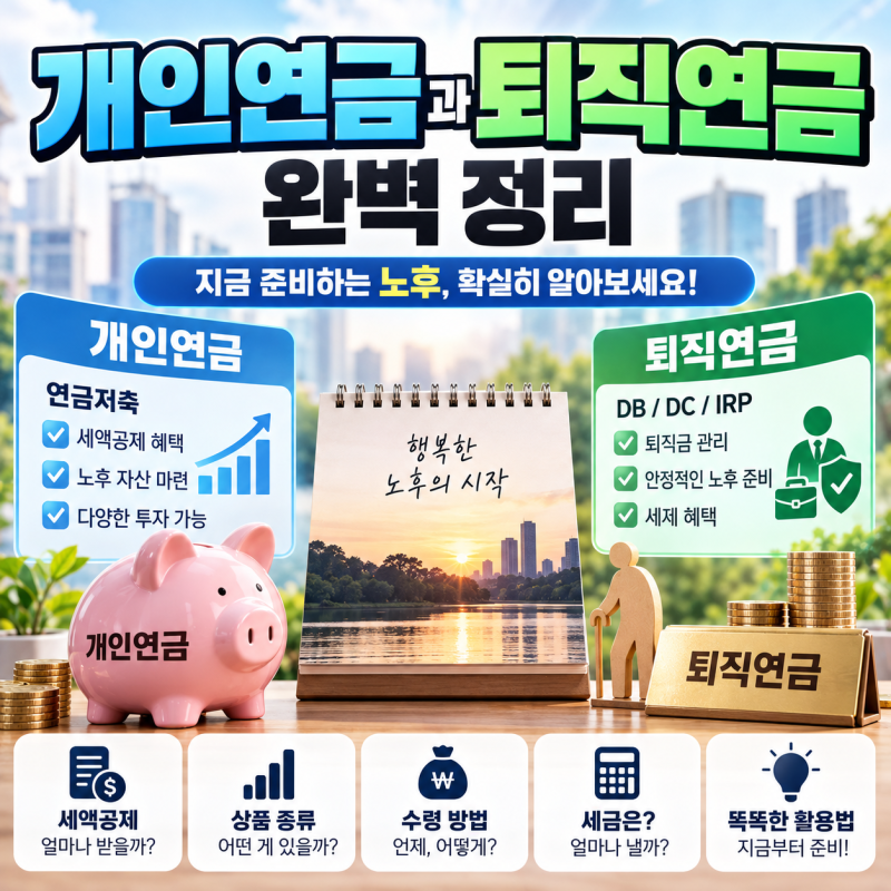 개인연금과 퇴직연금 총정리｜연금저축·IRP·DB·DC 차이와 세액공제