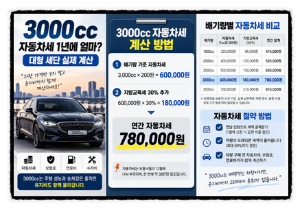 3000cc 자동차세 1년에 얼마? 대형 세단 실제 계산