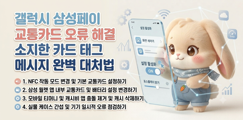 갤럭시 삼성페이 교통카드 오류 해결 소지한 카드 태그 메시지 완벽 대처법