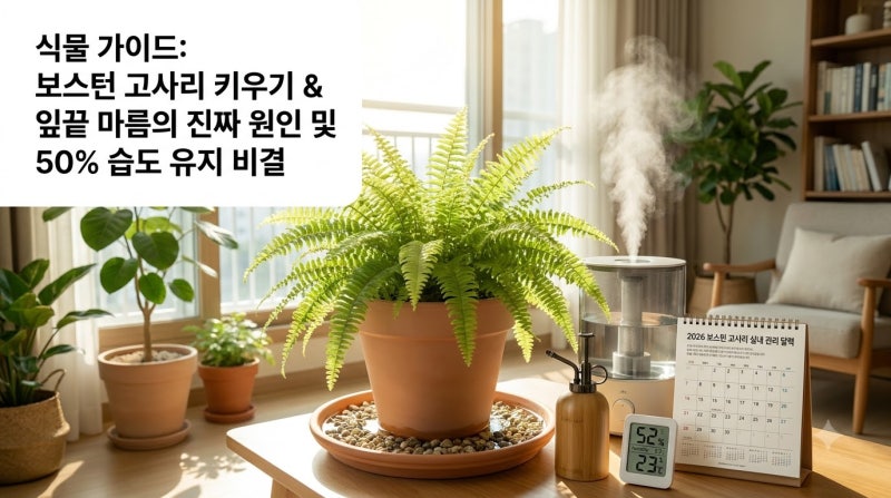 보스턴고사리 키우기 잎끝이 마른다면 원인은 물이 아니라 습도
