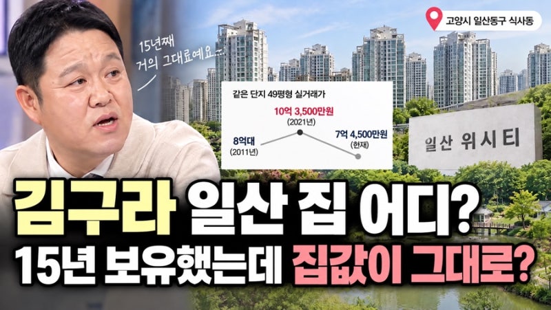 김구라 일산 집 어디?  10억 찍었던 아파트가 지금 7억대