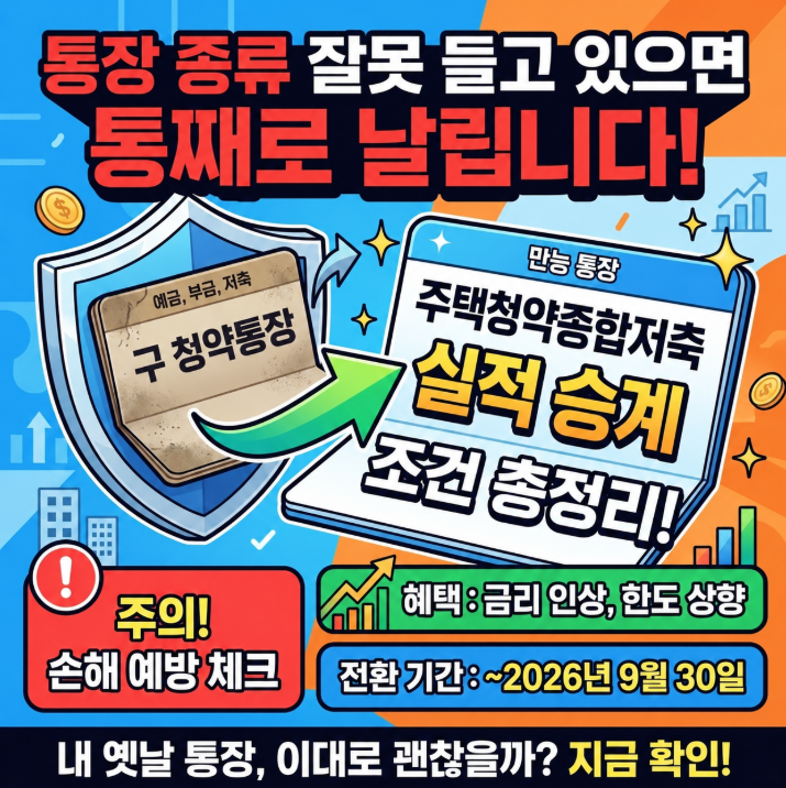 "통장 종류 잘못 들고 있으면 통째로 날립니다!" 구 청약통장, 주택청약종합저축 전환 실적 ....