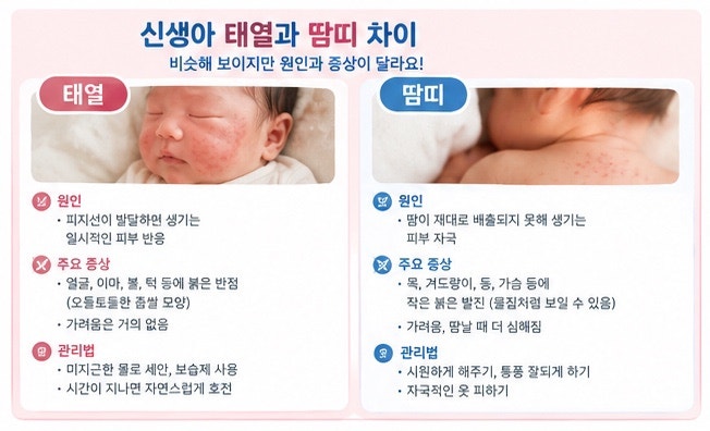 신생아 태열과 아기 땀띠 차이｜집에서 관리하는 방법