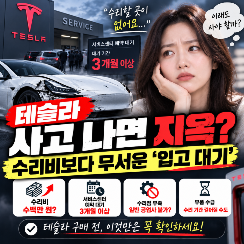 테슬라 사고 나면 후회한다? 수리비보다 더 무서운 ‘입고 대기’…구매 전 꼭 알아야 할 현....
