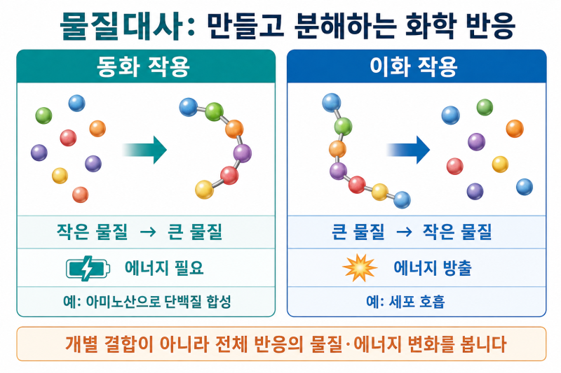 [세포와 물질대사] 물질대사란?｜동화·이화 작용과 ATP·효소 핵심 정리
