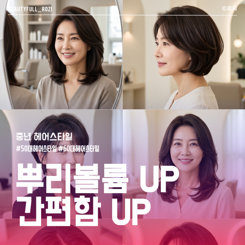 50대 60대 여자 헤어스타일 추천, 단발 숏컷 중단발 중 무엇이 뿌리볼륨 살면서 잘 어울릴까?