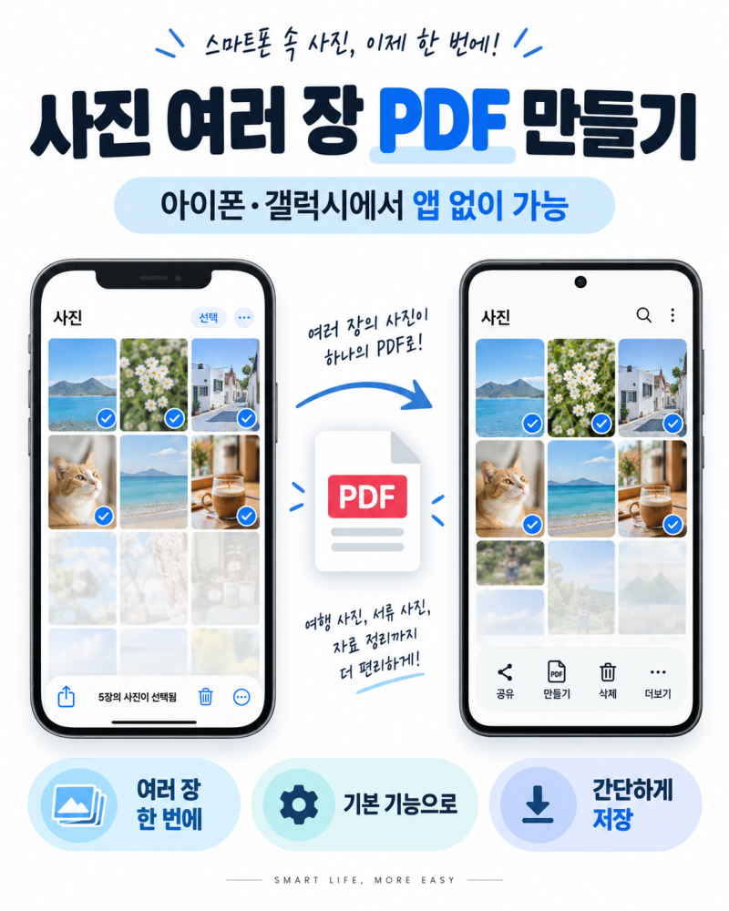 아이폰 갤럭시 사진 여러 장 PDF 만들기 앱 없이 변환하는 방법