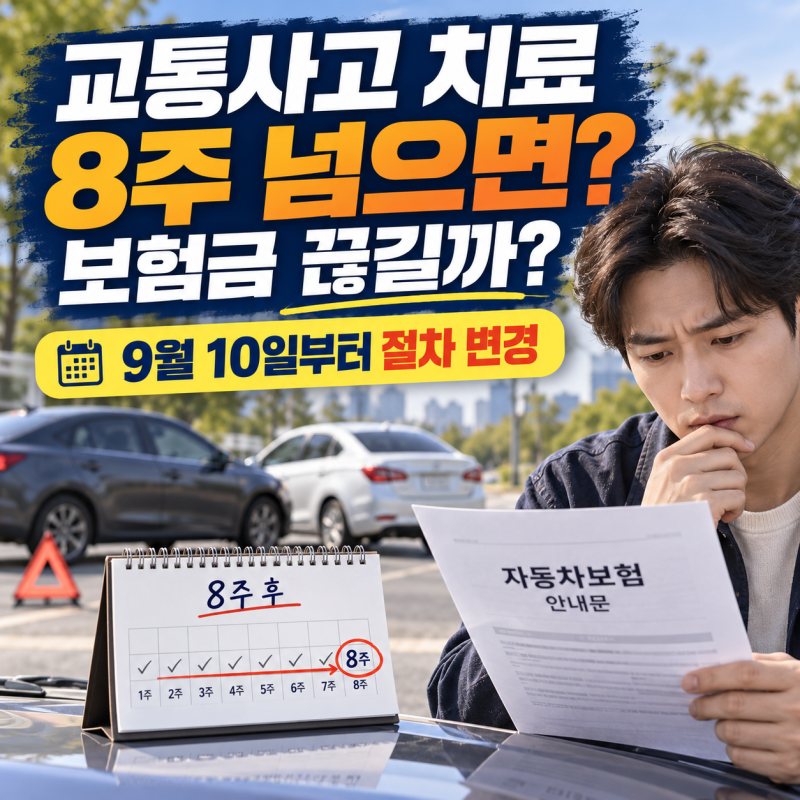교통사고 치료 8주 넘으면 보험금 끊길까? 9월 10일부터 달라지는 자동차보험 총정리