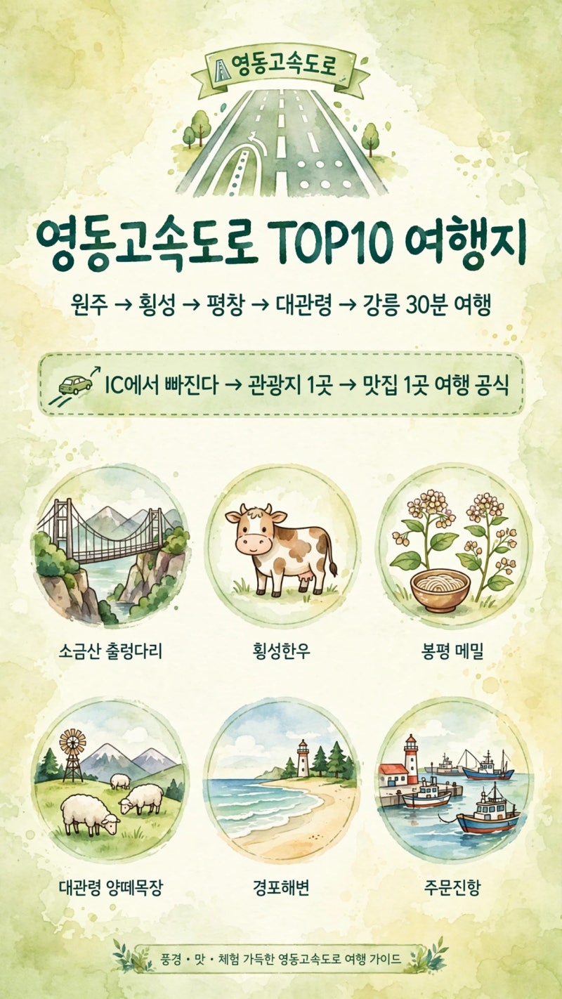 강릉까지 바로 가지 마세요! 영동고속도로에서 빠져볼 여행지 + 로컬 맛집 TOP 10