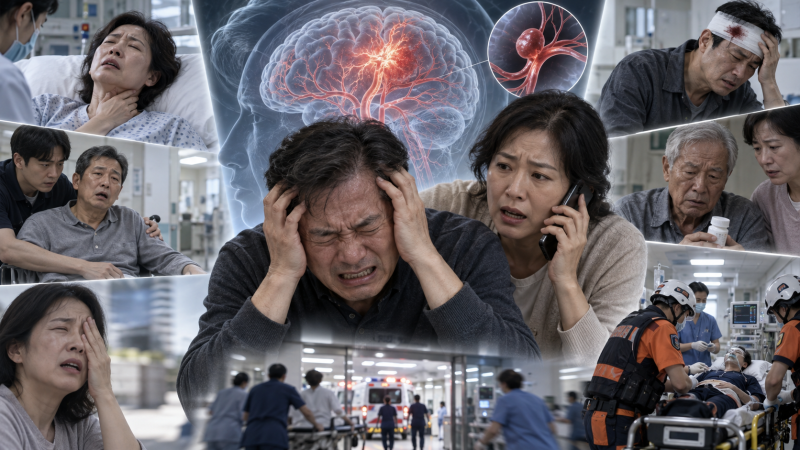 두통 감별 판단 프레임, 긴장성·편두통·군발성 6가지 (거미막하출혈 응급 신호)