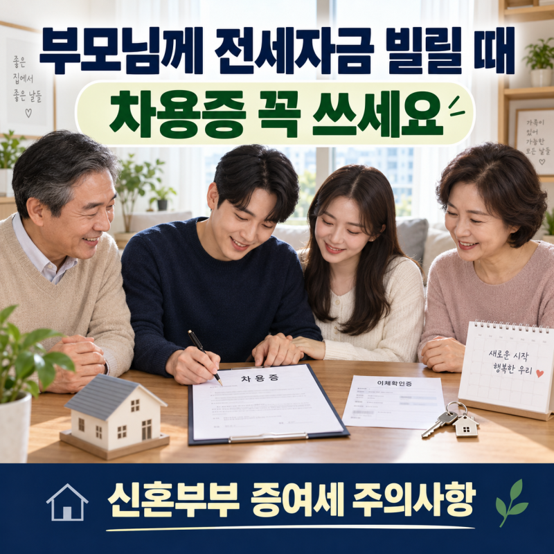 부모님께 전세자금 빌릴 때 차용증 쓰는 법, 신혼부부 증여세 주의사항