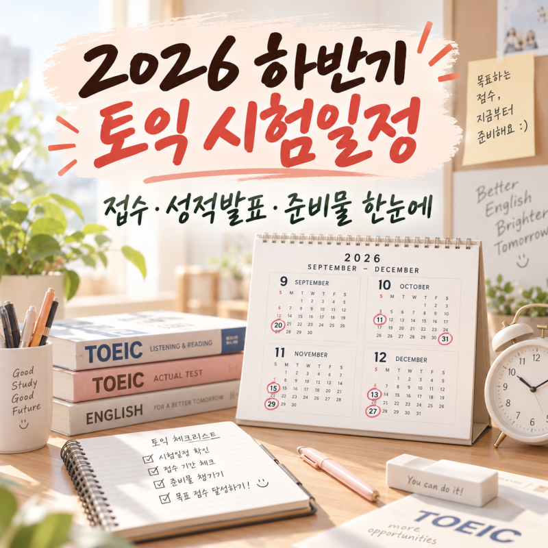 2026 하반기 토익 시험일정, 접수부터 성적발표 준비물까지 한눈에