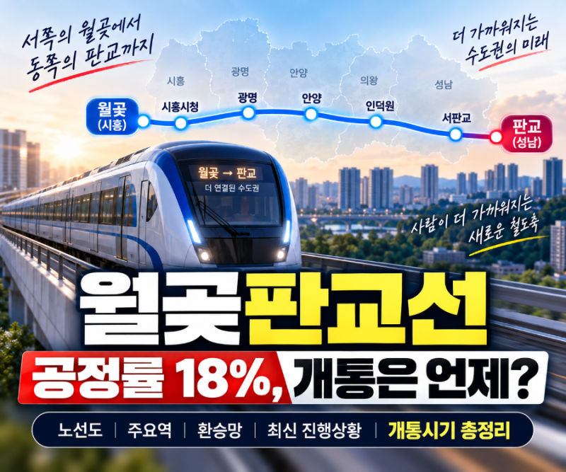 월곶판교선 2026년 9월 최신 진행상황 공정률 18%, 2028년 개통은 사실상 어려워졌나?
