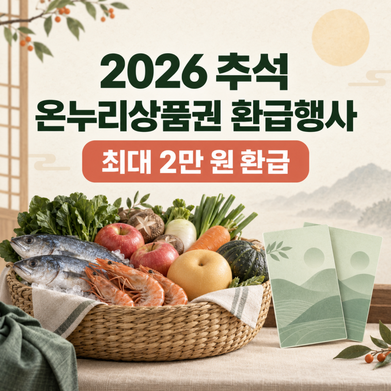 온누리상품권 | 최대 20,000원 환급해준다고? 2026.09.16~09.20 추석맞이 9월 환급행사 정리