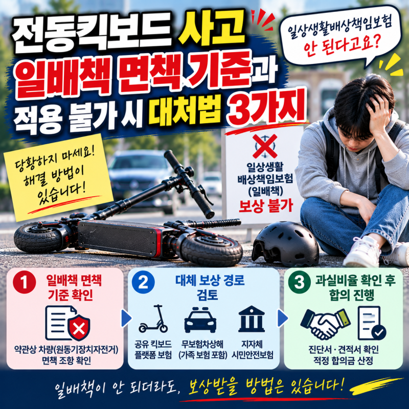 전동킥보드 사고 일배책 면책 기준과 적용 불가 시 대처법 3가지