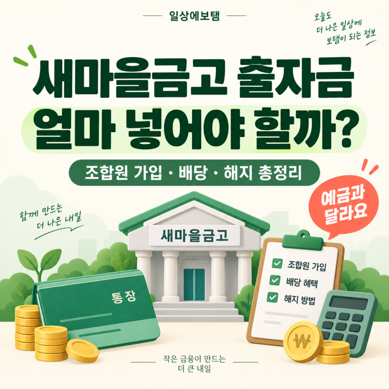 새마을금고 출자금 얼마 넣어야 할까? 조합원 가입·배당·해지 총정리