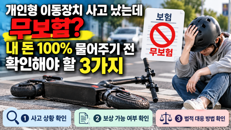 개인형 이동장치 사고 났는데 무보험? 내 돈 100% 물어주기 전 확인해야 할 3가지