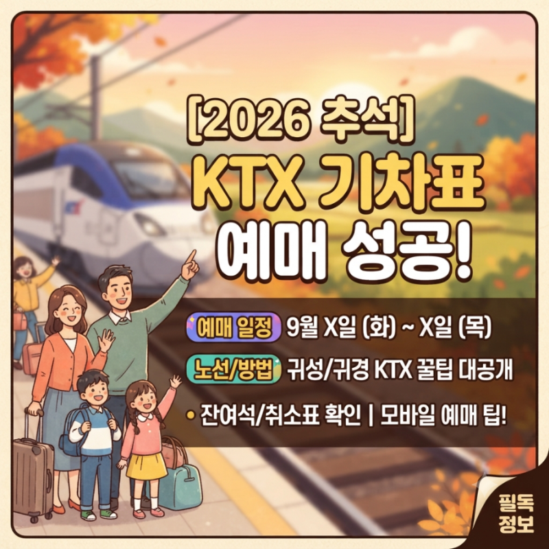 2026 추석 기차표 예매 일정｜KTX 예매방법·결제기간·잔여석 확인