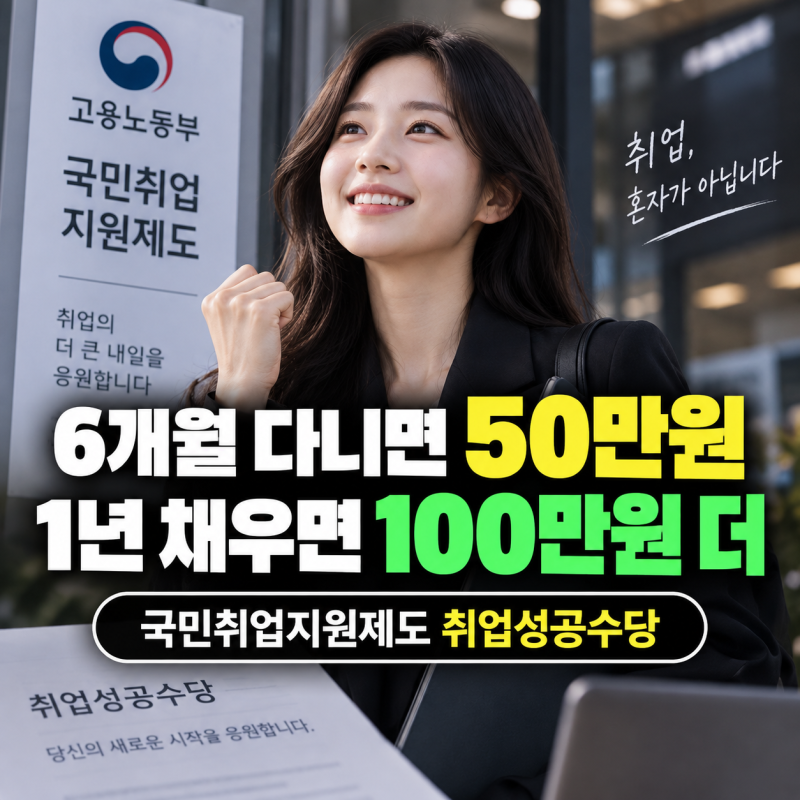 “6개월 다니면 50만원, 1년 채우면 100만원 더” 취업 후 꼭 챙기세요(+국민취업지원제도 취업....
