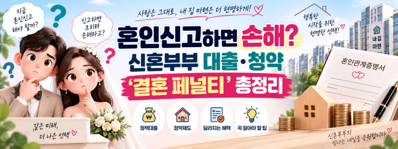 혼인신고하면 손해? 신혼부부 대출·청약 ‘결혼 페널티’ 총정리