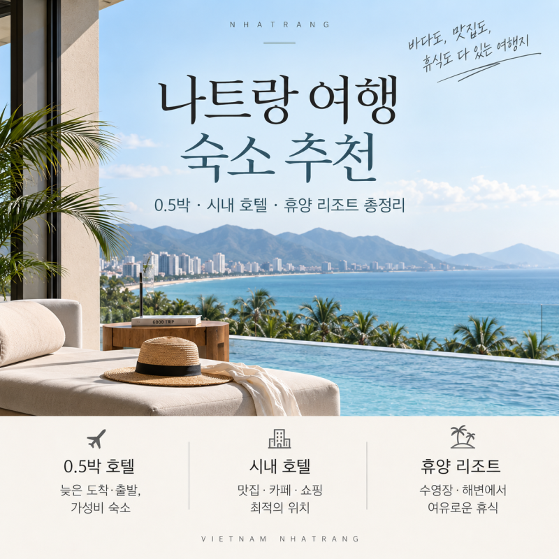 [나트랑 숙소 추천 BEST 12] 0.5박·시내 호텔·깜란 리조트 비교