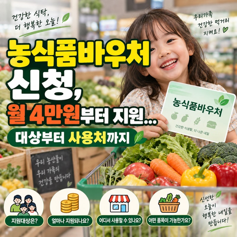 농식품바우처 신청, 월 4만원부터 지원... 대상부터 사용처까지