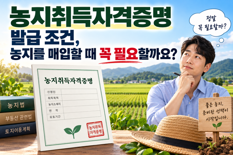 농지취득자격증명 발급 조건, 농지를 매입할 때 꼭 필요할까요?