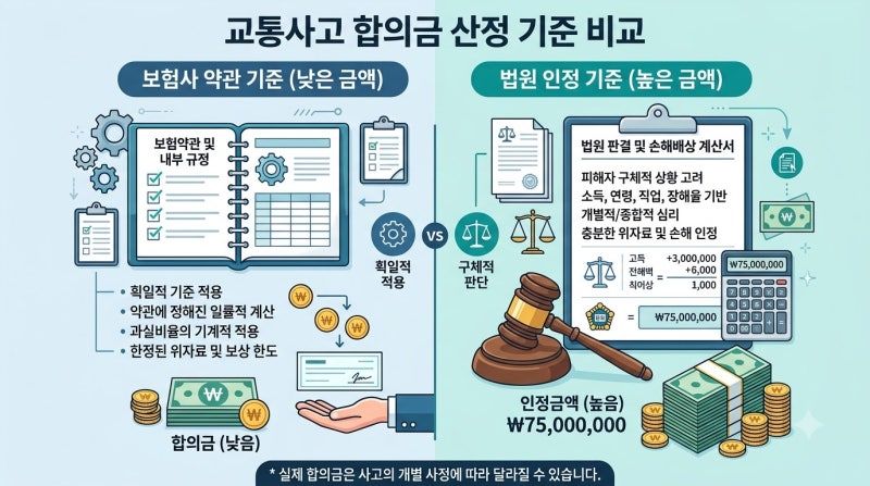 교통사고 합의금 보험사 제시액, 도장 찍기 전 변호사가 짚은 확인사항