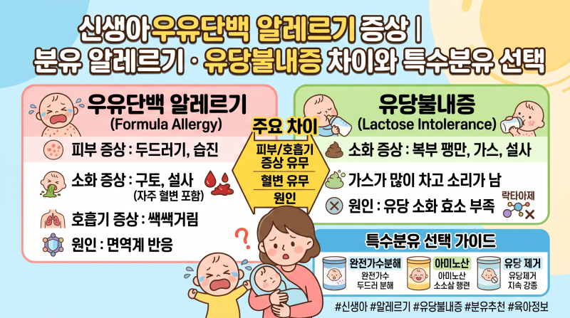 * 신생아 우유단백 알레르기 증상｜분유 알레르기·유당불내증 차이와 특수분유 선택