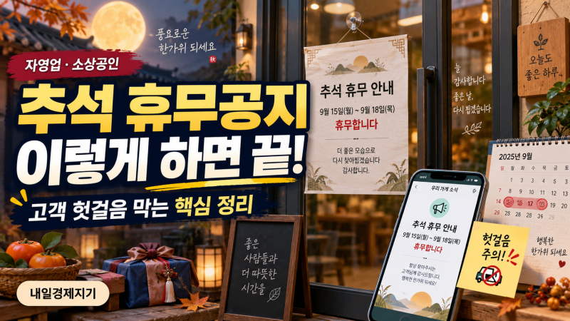 추석 연휴 가게 휴무 공지, 네이버 플레이스부터 매장 안내문까지 이렇게 정리하세요
