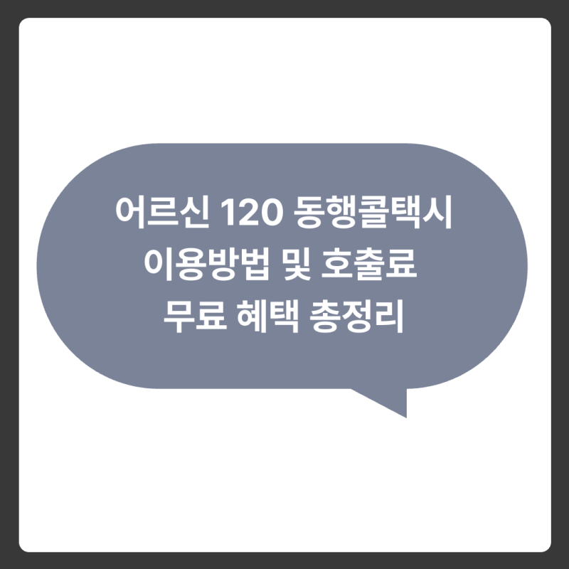 어르신 120 동행콜택시 이용방법 및 호출료 무료 혜택 총정리