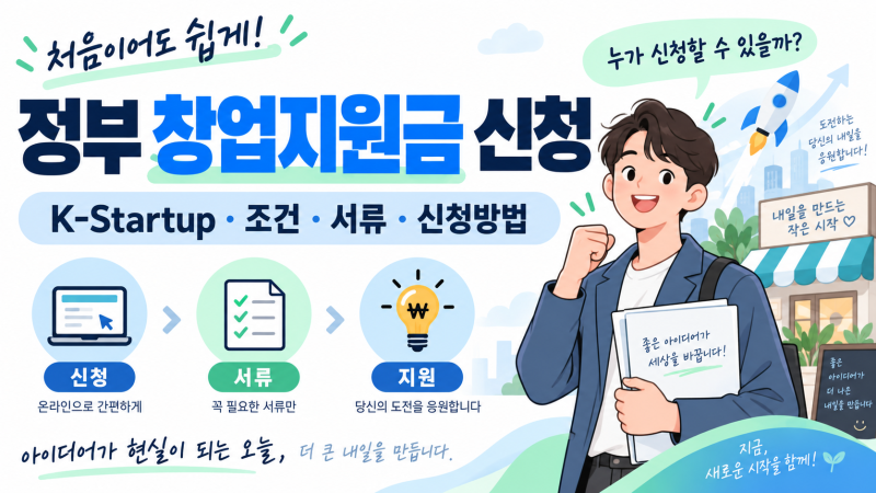 정부 창업지원금 신청방법 2026｜K-Startup 찾는 법부터 조건·서류까지 총정리